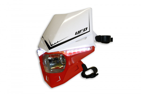 Motocross Stealth headlight white and red - Headlight - PF01715-W070 - Ufo Plast