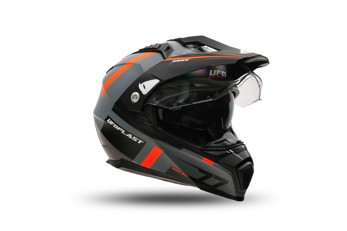 Motocross Aries helmet grey and orange - Helmets - HE13500-EF - Ufo Plast