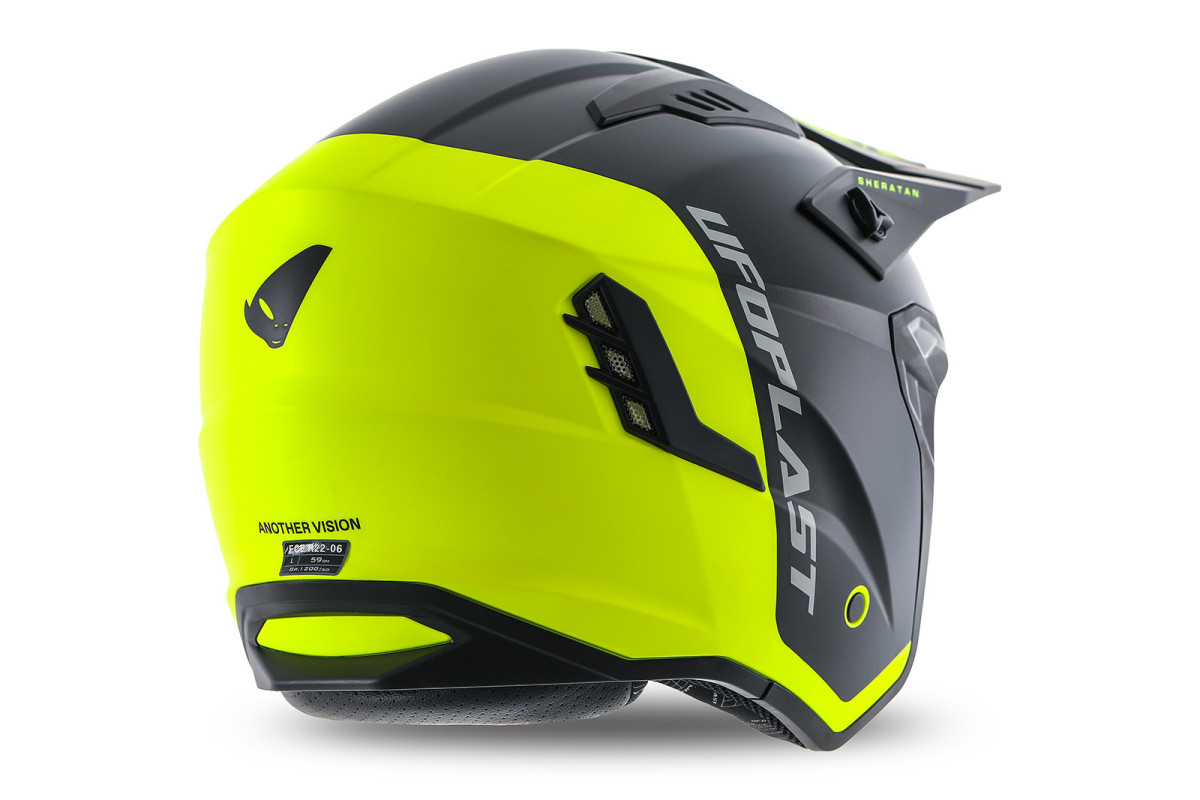 Sheratan cross jet helmet neon yellow and black