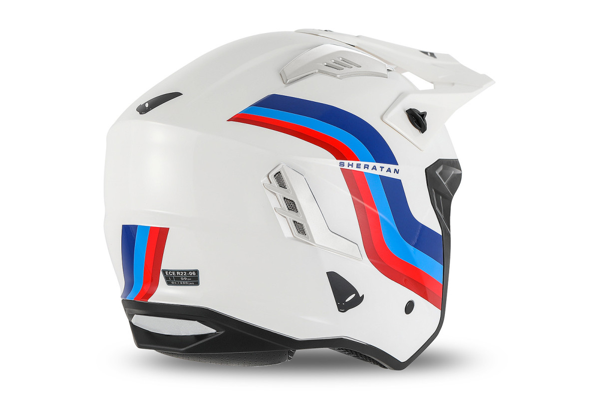 Sheratan cross jet helmet white, red, blue